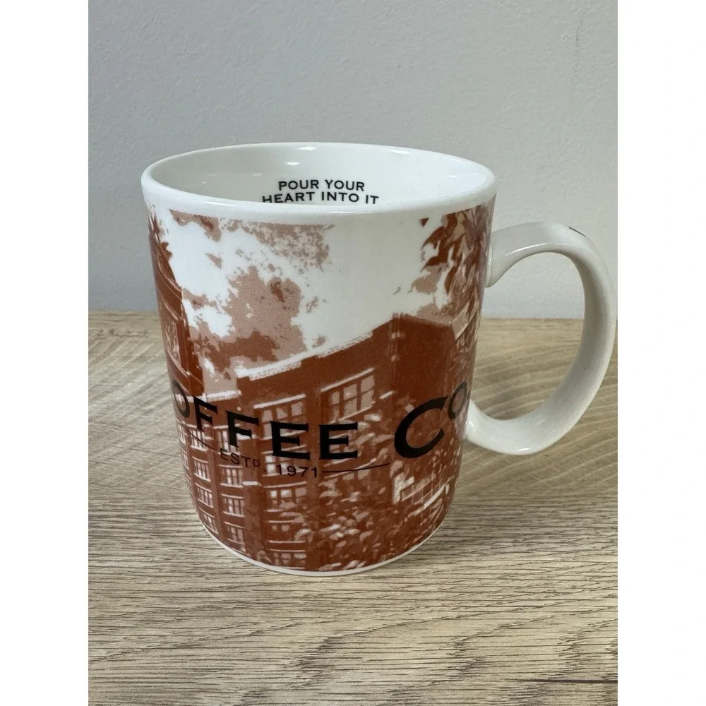 Starbucks Coffee Mug Cityscape  Seattle 2002 Barista cup Pour Your Heart Into It